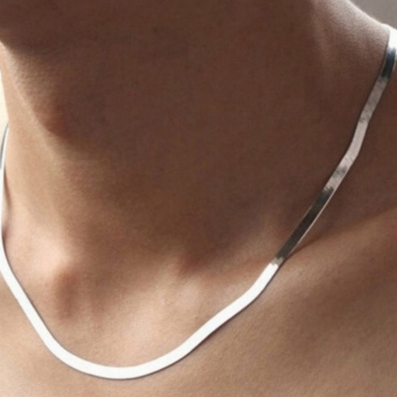 New 925 Sterling Silver Herringbone Necklace - Picture 1 of 3